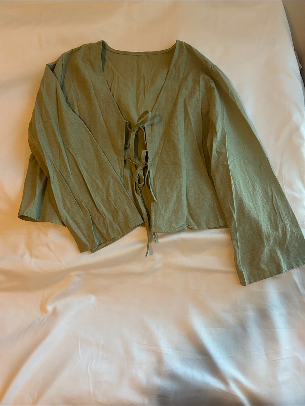 Amazon Olive Green Tie-Front Lightweight Women's Blouse